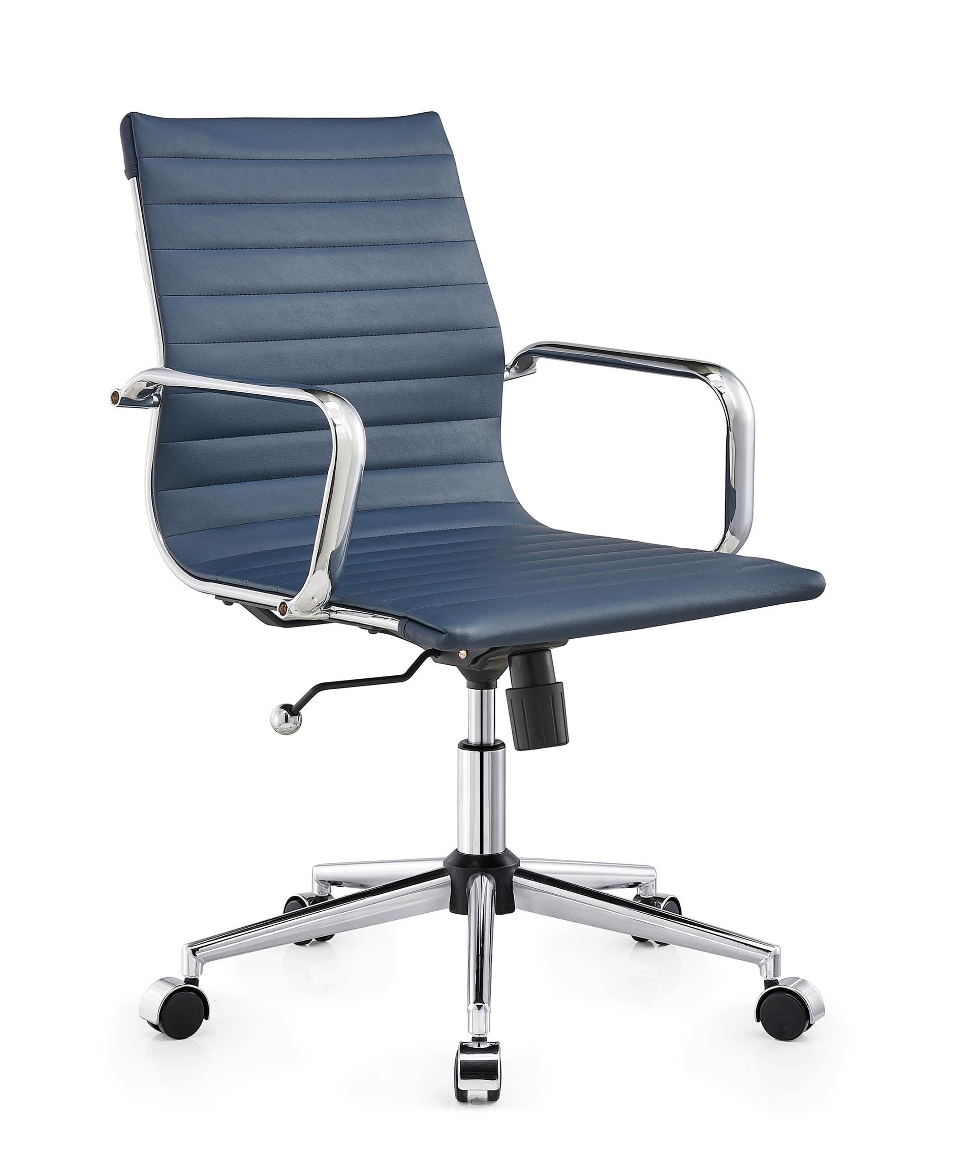 LUXMOD Mid Back Home Office Desk Chair Task Chair with Armrest Swivel Chair in Durable Vegan Leather Ergonomic Desk Chair for Extra Back and Lumbar Support