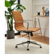 LUXMOD  Mid Back Office Chair with Armrest, Terracotta Adjustable Swivel Chair in Durable Vegan Leather, Ergonomic Desk Chair for Extra Back & Lumbar...