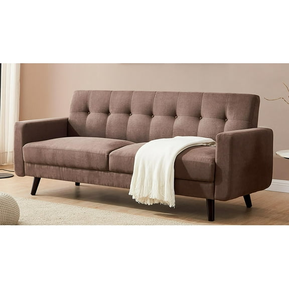 LUXMOD Mid-Century Modern Sofa, Fabric, 79"W, Brown