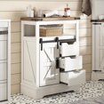 thumbnail image 1 of LUXOAK 24" Floor Cabinet, Farmhouse Storage with 3 Drawers & Adjustable Shelf, Sliding Barn Door, 1 of 7