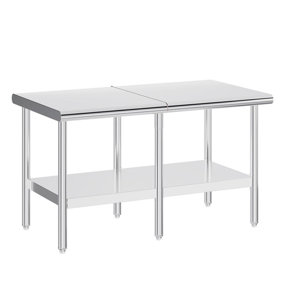 LUXOAK 30" x 60" Stainless Steel Table for Prep & Work, Food-Grade Adjustable Under Shelf and Feet, for Commercial Kitchen, Restaurant, Hotel