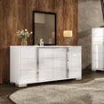 thumbnail image 1 of LUXOAK 54" High Gloss 6 Drawer Dresser, Modern Storage Chest for Bedroom, White, 1 of 9