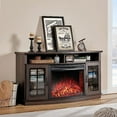 LUXOAK 59" Curved Fireplace TV Console, Entertainment Center Table with