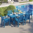 thumbnail image 1 of LUXOAK 7 Piece HDPE Outdoor Dining Set, 71" Table with 6 Chairs, Patio Furniture, Blue, 1 of 9