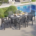 thumbnail image 1 of LUXOAK 7 Piece HDPE Outdoor Dining Set, 71" Table with 6 Chairs, Patio Furniture, Grey, 1 of 9