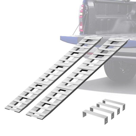 LUXOAK 94" x 15" Aluminum Trailer Ramps, 10000 LBS Total Capacity Loading Ramps with U-Shaped Buckle and Hook Ends, 1 Pair for ATV, UTV, Tractors, Motorcycles, Trucks