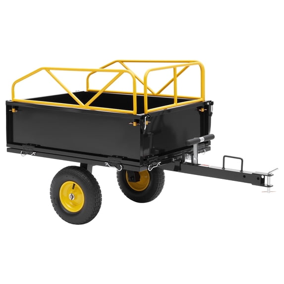LUXOAK Garden Utility Trailer, 500lbs 12 Cu.ft, Atv Utv Trailer Tow Behind Dump Cart, Outdoor Lawn Mower Cart for Tractor