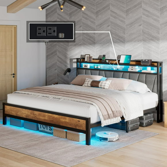 King Headboard Lights And Storage