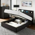 thumbnail image 1 of LUXOAK Queen Size Bed Frame with Lift up Storage Platform and Charging Station, Black, 1 of 7