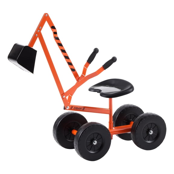 LUXOAK Ride On Sand Digger Excavator Toys Working Crane with 8 inches Wheels and 360° Rotation Seat (Orange)