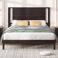 thumbnail image 1 of LUXOAK Solid Wood Queen Size Bed Frame with Easy Assembly & Storage Space, Dark Brown, 1 of 7
