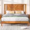 thumbnail image 1 of LUXOAK Solid Wood Queen Size Bed Frame with Easy Assembly & Storage Space, Light Brown, 1 of 8