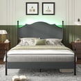 thumbnail image 1 of LUXOAK 51.2" Tall Upholstered Full Size Bed Frame with Tall Headboard & Wooden Support, Dark Grey, 1 of 6