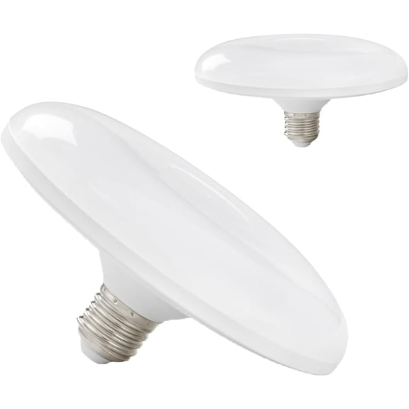 LUXON 15W UFO Radar Motion Sensor Ceiling Light Bulbs,5.9 Inch Dusk to Dawn LED Bulb (100W Equ.),Indoor Outdoor Auto On/Off E26 Base Soft White for Front Door,Porch,Garage,Security,Pack of 2.