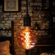 LUXON Oversized Large LED Light Bulb,Giant 6W60W Equ Huge Edison Bulbs,Dimmable,T150 Water Ripple Warm White 2700K,Rose Gold E26 Base,1 Pack