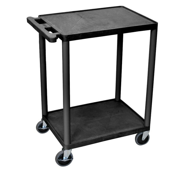 LUXOR HE32-B Utility Cart - Two Shelves Structural Foam Plastic, Multipurpose Utility Cart, Four Heavy-Duty 4" Casters, Two with Locking Brake, 300 lbs., 24"W x 18"D x 33.25"H CA2