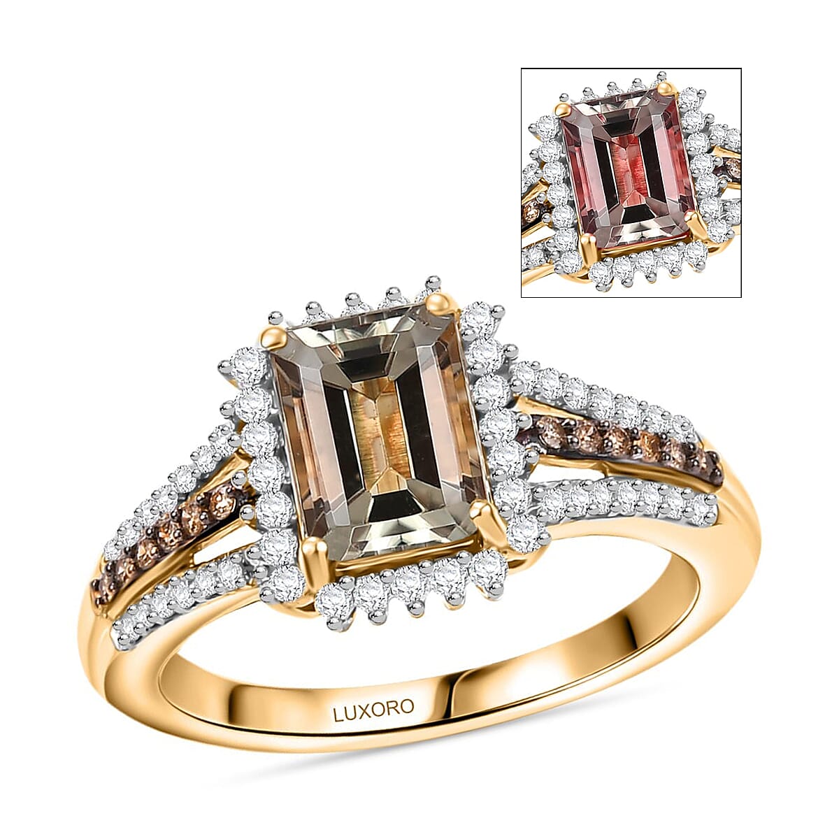 AAA Turkizite I2 Natural Champagne and Diamond 2.15 ctw Vintage Luxe Ring in 14K Yellow Gold Size 10 Christmas Gifts