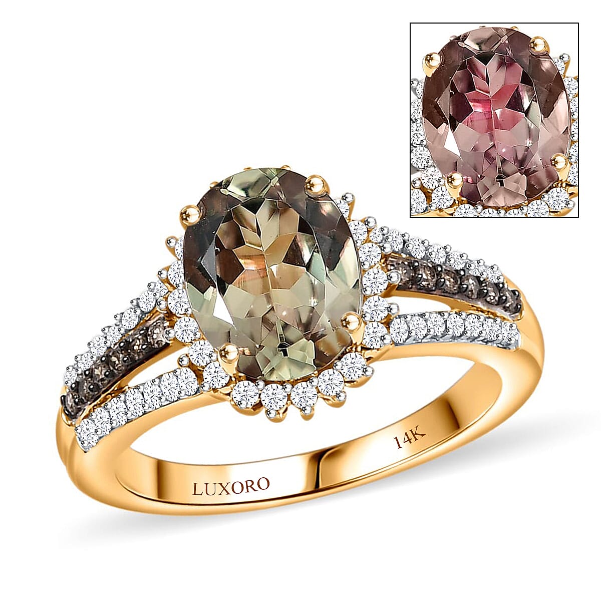 AAA Turkizite I2 Natural Champagne and Diamond 2.40 ctw Vintage Luxe Ring in 14K Yellow Gold Size 9 Christmas Gifts