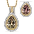 thumbnail image 1 of AAA Turkizite Natural Yellow and White Diamond 2.75 ctw Double Halo Pendant Necklace in 10K Yellow Gold 20 Inches Christmas Gifts, 1 of 1