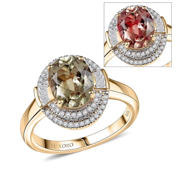 AAA Turkizite and GH I2 Diamond 3.55 ctw Sunlit Majesty Ring in 10K Yellow Gold Size 8 Christmas Gifts