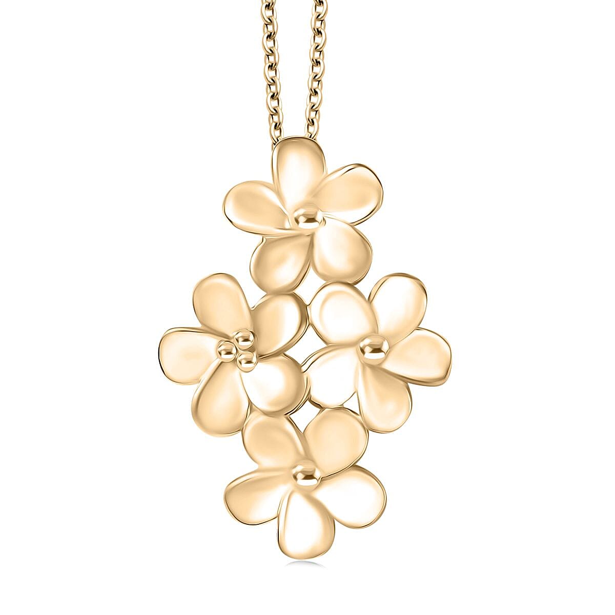 LUXORO Bouquet of Flowers Pendant Necklace in 10K Yellow Gold 3.90 Grams 20 Inches Gifts