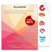 LUXOTON Printable Vinyl Sticker Paper for Inkjet Printer & Laser Printer, Matte White 25 Sheets, Letter 8.5" x 11"