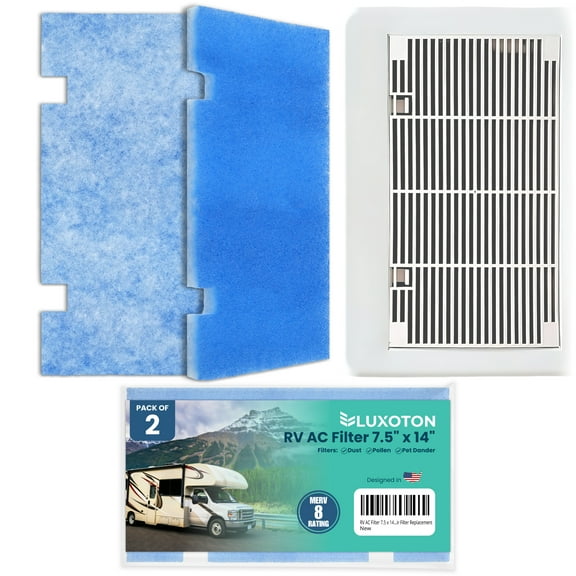 LUXOTON RV AC Filter Replacement for Dometic Duo Therm Air Conditioner Filter 7.5 x 14 Inch, MERV 8 RV Filter, Camper AC Filter, 2 Pack