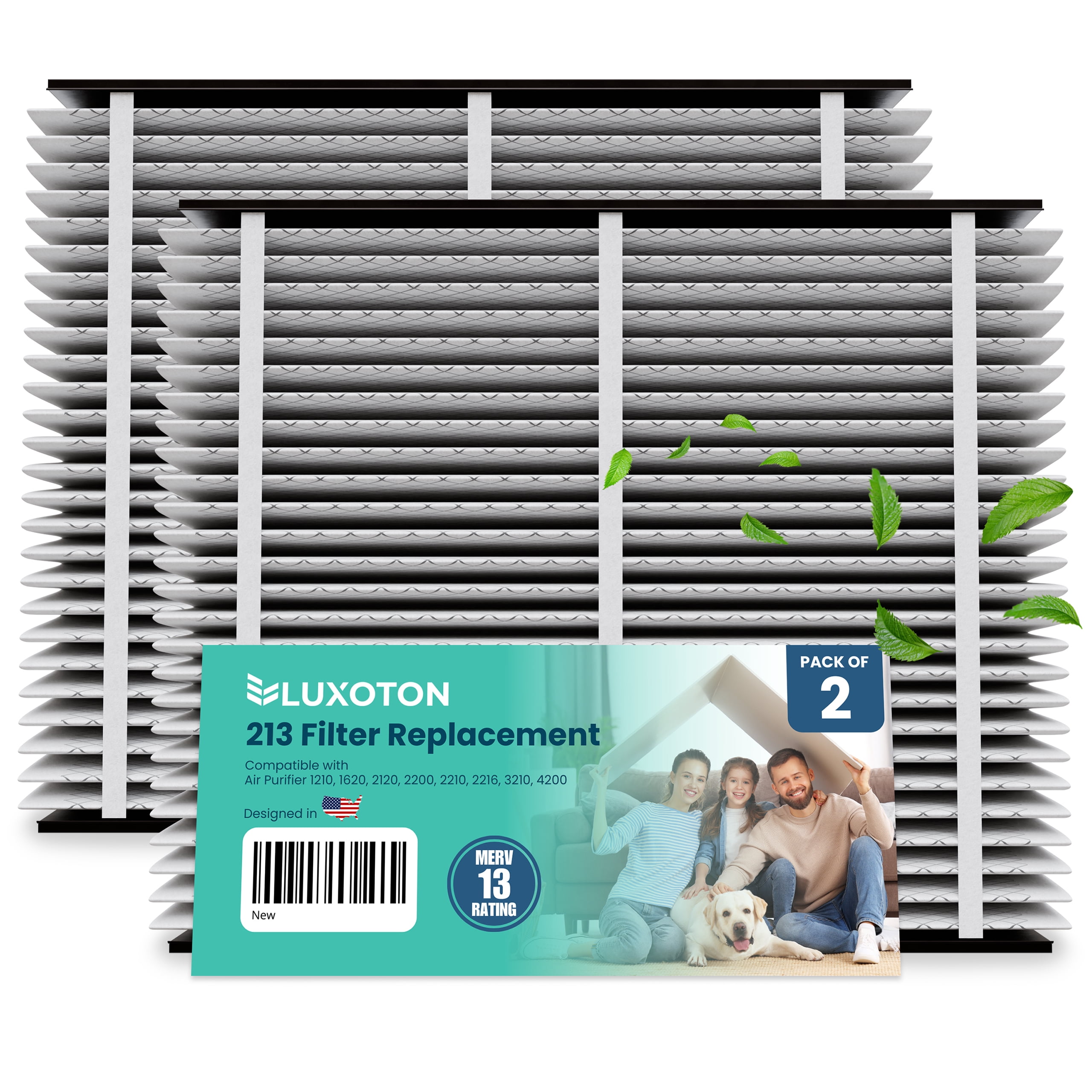 LUXOTON for AprilAire 213 Replacement Filter 2 Pack Collapsible