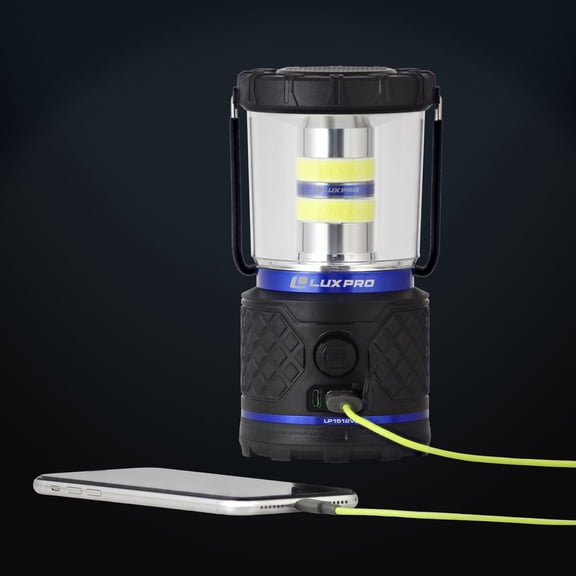 LUXPRO LP1512v2 Dual Power Rechargeable LED Lantern, 2000 Lumens, Power Bank