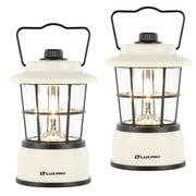 LuxPro LP1535 Retro LED Lantern, 265 Lumens, Beige, Battery Powered, Emergency Light, 2-Pack