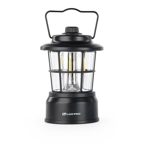 LUXPRO LP1535 265 Lumen Retro LED Lantern - Battery-Powered Emergency Lantern - LED Lamp for Power Outages, Emergency Kit, or Survival Pack - Black