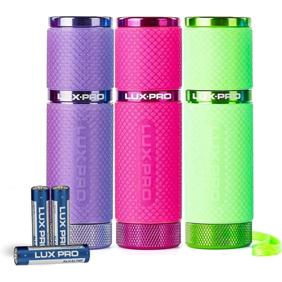 LuxPro LP395 Gels Glow-in-the-Dark LED Flashlight, 40 Lumens, 3 AAA Batteries Included, 3-Pack