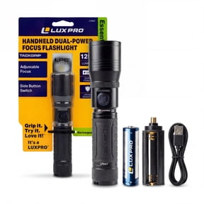 LuxPro LP847 Rechargeable LED Flashlight, 1250 Lumens, Dual Power USB-C or 3 AAA, Zoomable