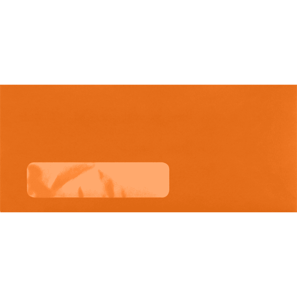 LUXPaper #10 Window Envelopes, 4 1/8 x 9 1/2, 80lb. Mandarin Orange, 500 Pack,