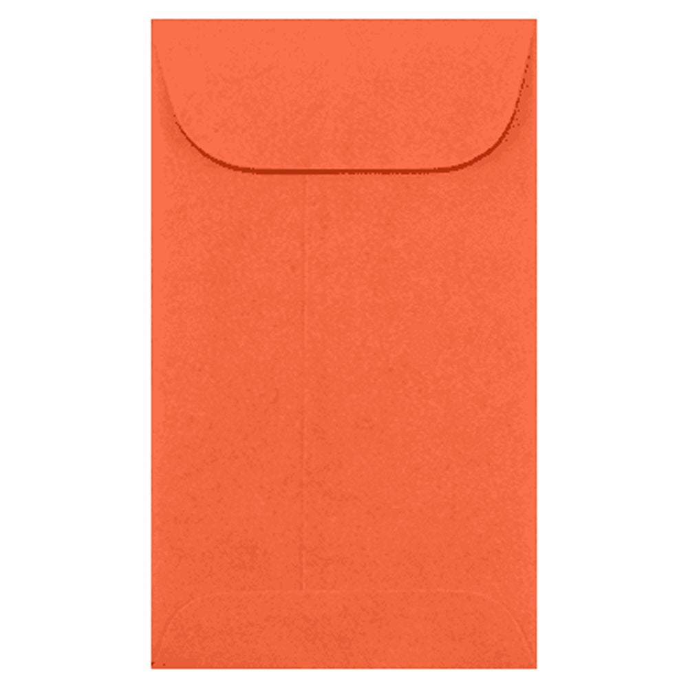 LUXPaper #5 1/2 Coin Envelopes, 24 lb. Bright Orange, 3 1/8 x 5 1/2, 250 Pack