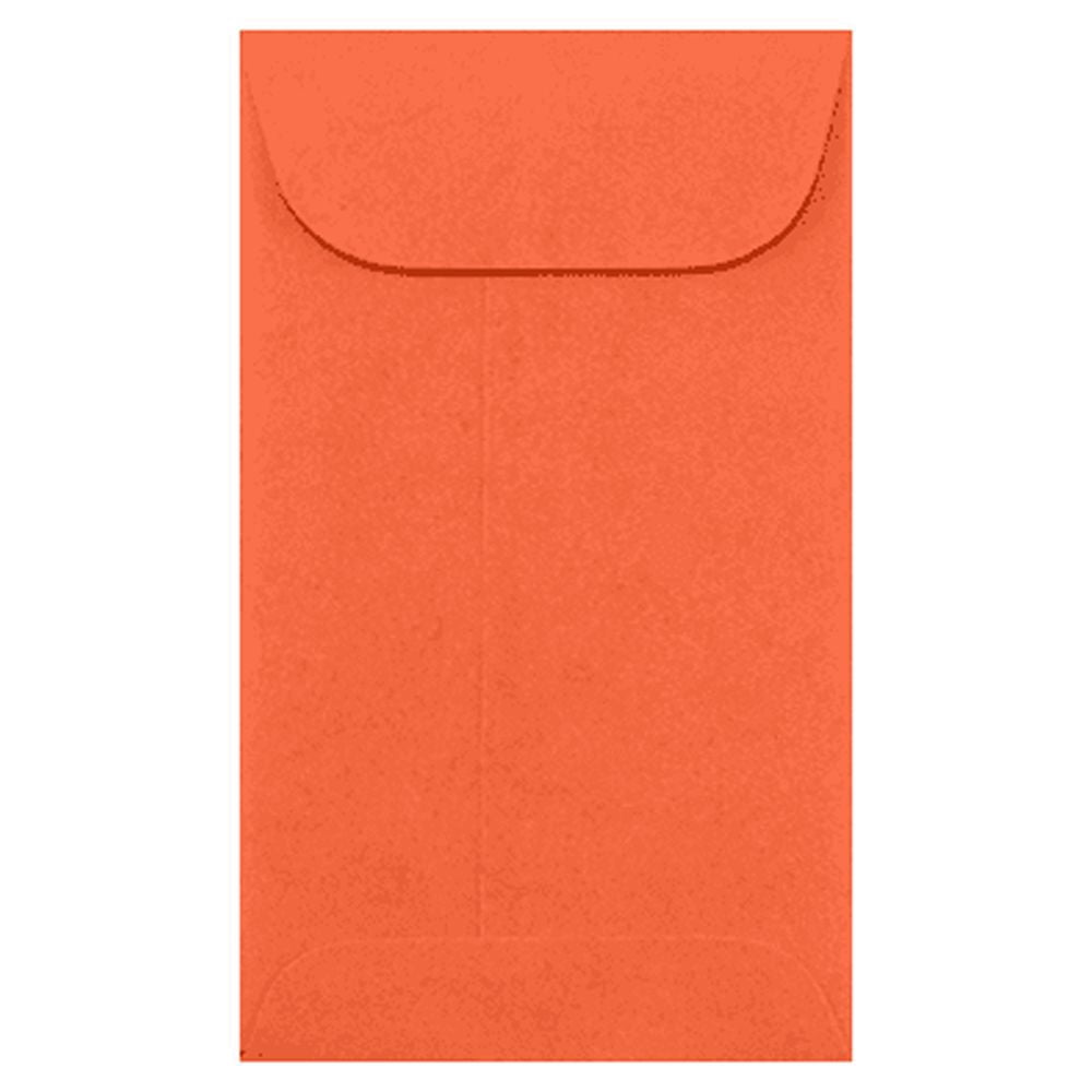LUXPaper #5 1/2 Coin Envelopes, 24 lb. Bright Orange, 3 1/8 x 5 1/2, 50 Pack