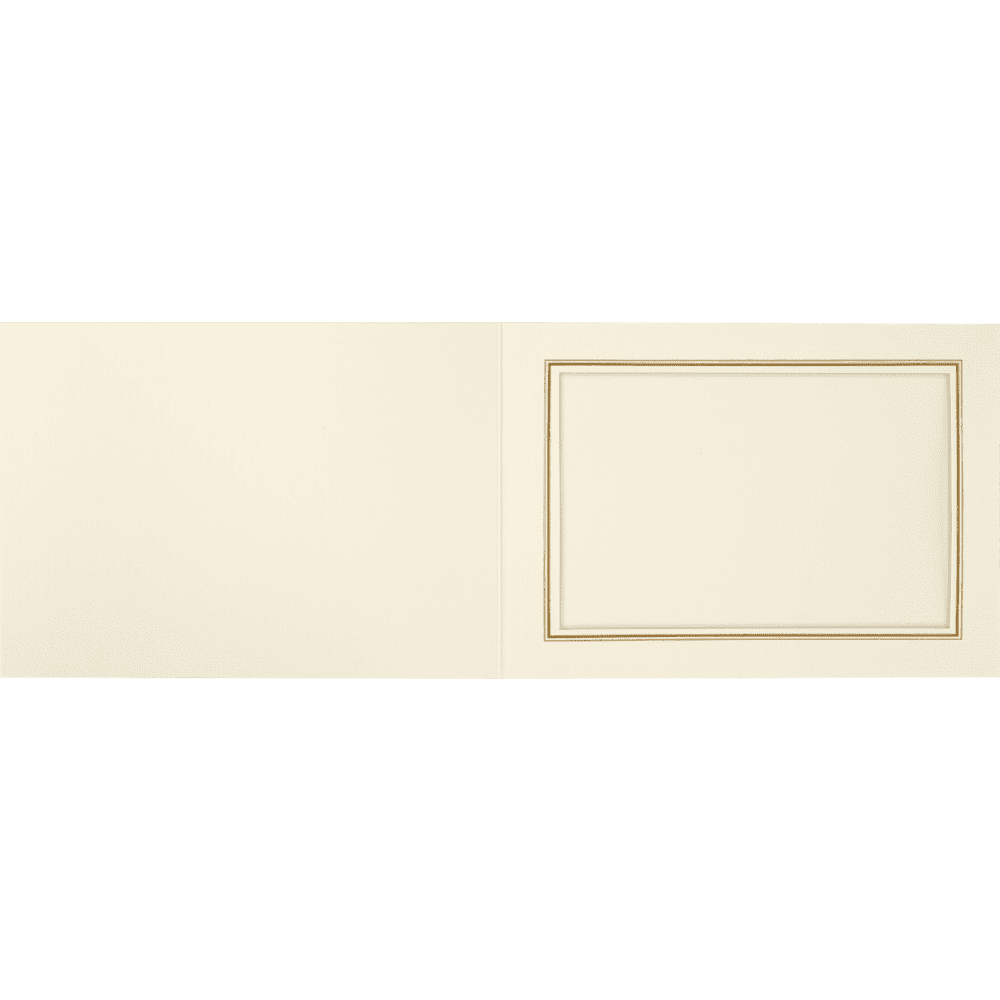 LUXPaper 5 x 7 Landscape Photo Holder, Natural Linen with Gold Foil Trim, 250/Pack