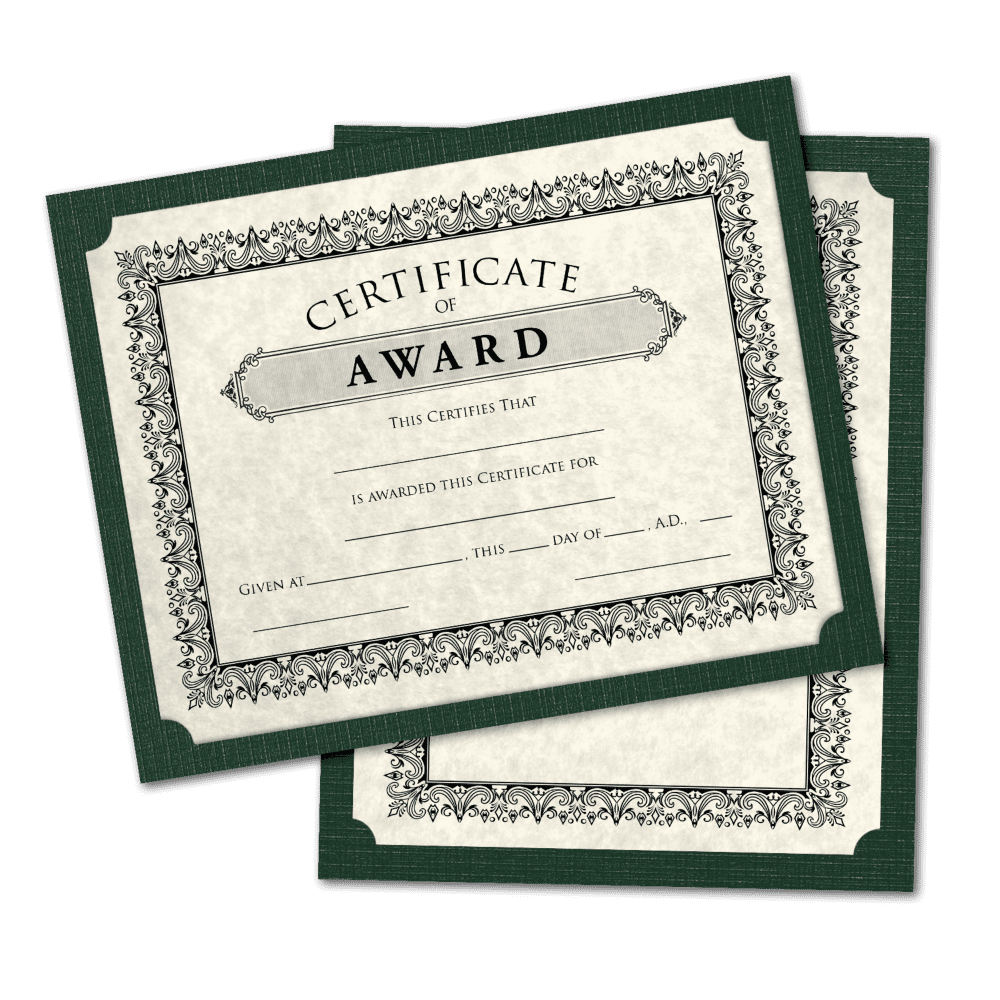 LUXPaper 9 1/2 x 12 Single Certificate Holders, Green Linen, 1000/Pack