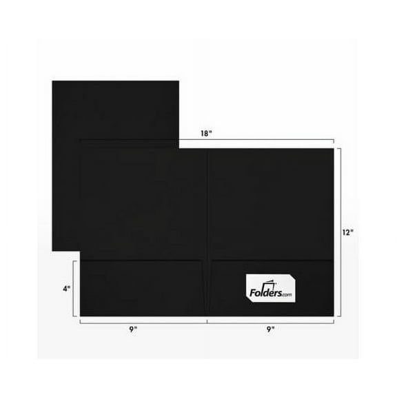 LUXPaper 9 x 12 Presentation Folder w/Front Cover Lower Right Card Slits, Deep Black Linen, 50/Pack