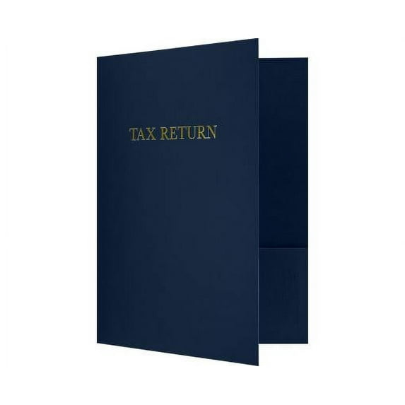 LUXPaper 9 x 12 Presentation Tax Folder, Nautical Blue Linen, 25/Pack