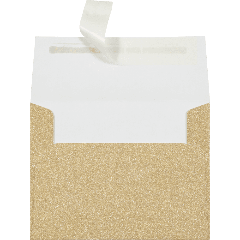 LUXPaper A2 Peel & Press Invitation Envelopes, 4 3/8 x 5 3/4, 90lb. Gold Sparkle, 1000 Pack