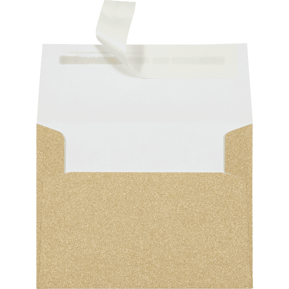 LUXPaper A2 Peel & Press Invitation Envelopes, 4 3/8 x 5 3/4, 90lb. Gold Sparkle, 1000 Pack