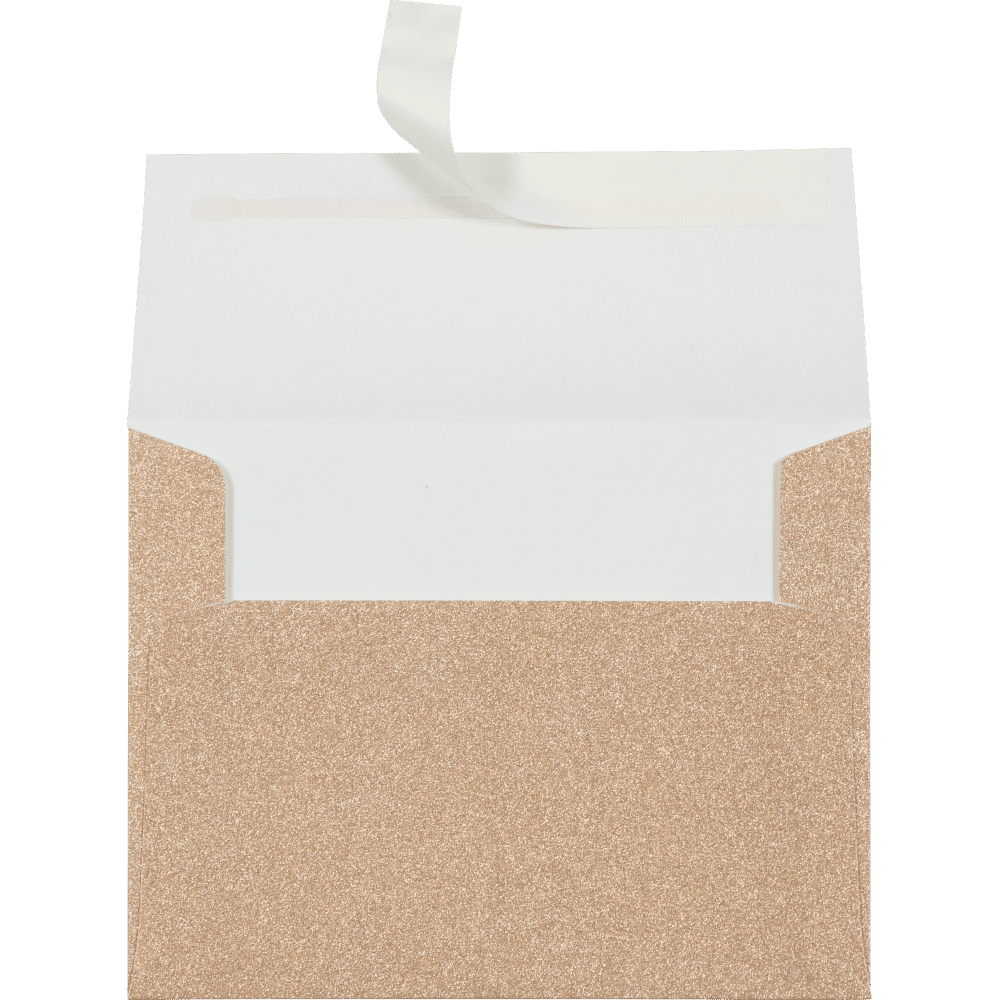 LUXPaper A2 Peel & Press Invitation Envelopes, 4 3/8 x 5 3/4, 90lb. Rose Gold Sparkle, 500 Pack