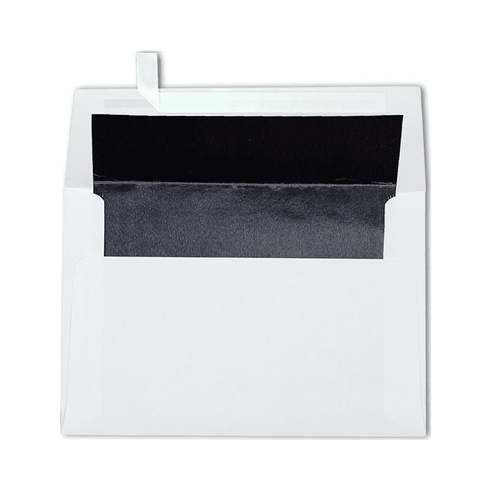 LUXPaper A4 Invitation Envelopes, 4 1/4 x 6 1/4, 60 lb. White with Black Lining, 50 Pack