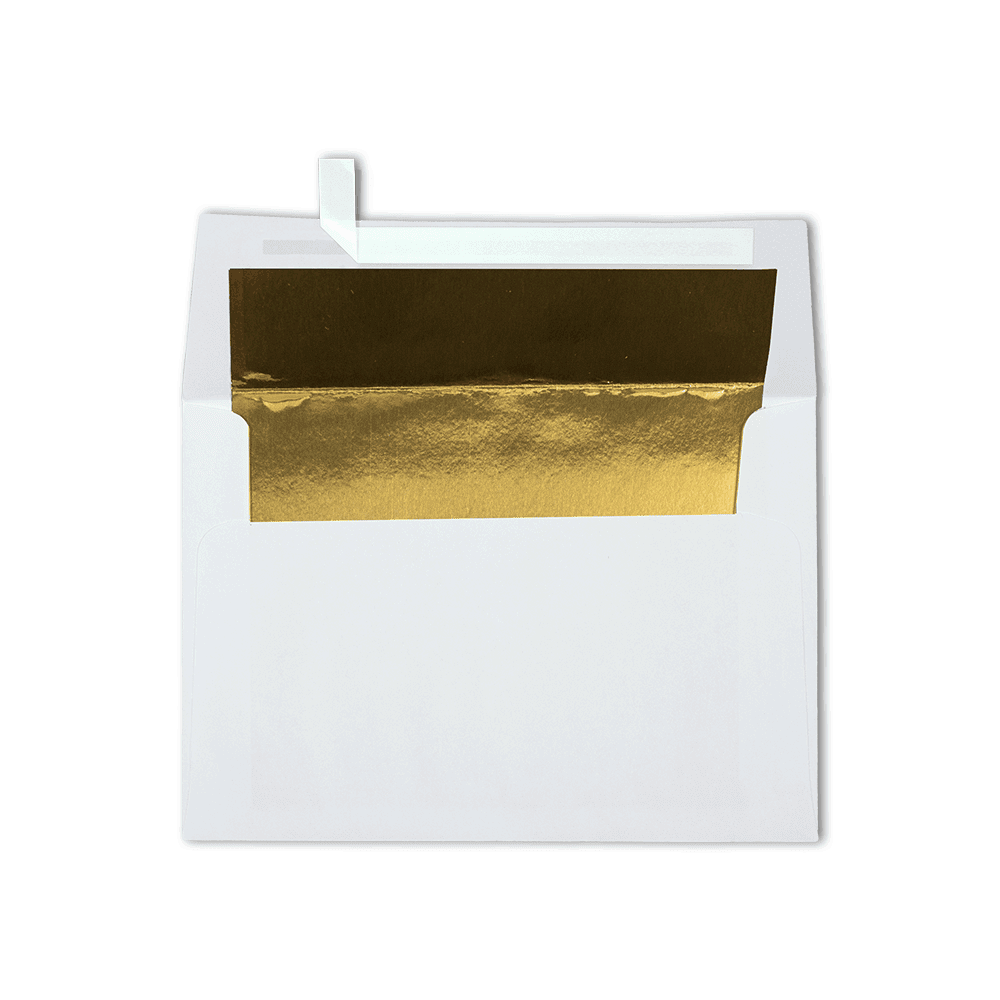 LUXPaper A4 Invitation Envelopes, 4 1/4 x 6 1/4, 60 lb. White with Gold Lining, 500 Pack
