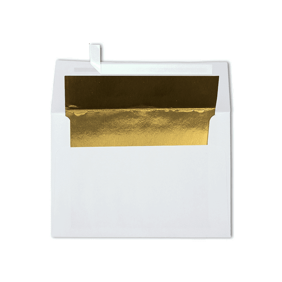 LUXPaper A4 Invitation Envelopes, 4 1/4 x 6 1/4, 60 lb. White with Gold Lining, 500 Pack