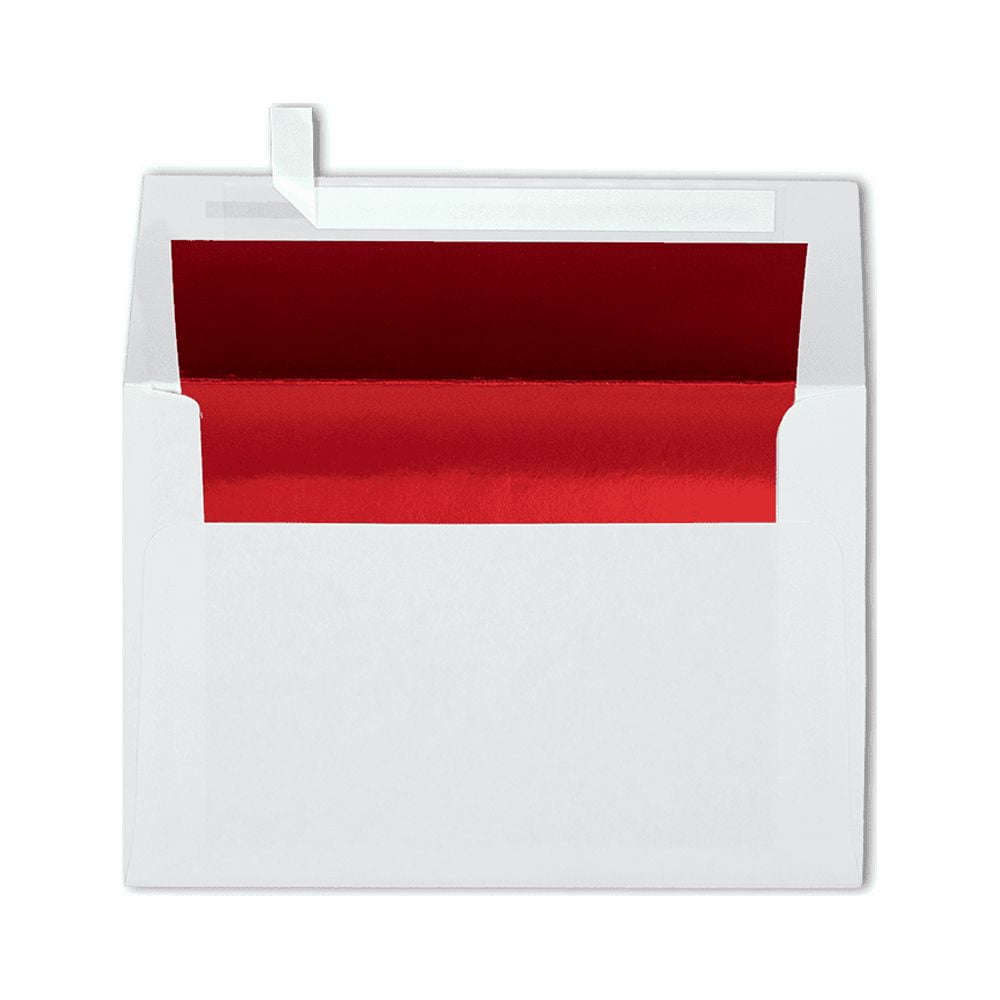 LUXPaper A4 Invitation Envelopes, 4 1/4 x 6 1/4, 60 lb. White with Red Lining, 500 Pack