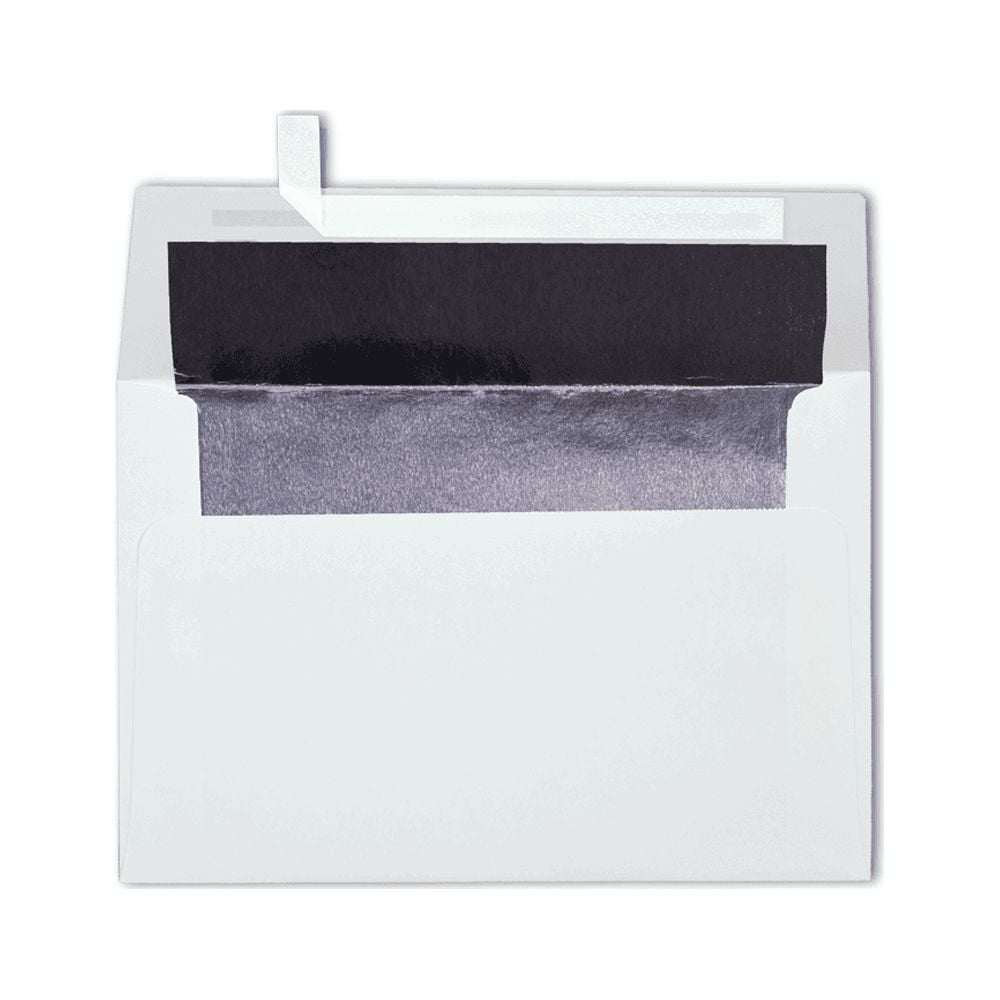 LUXPaper A4 Invitation Envelopes, 4 1/4 x 6 1/4, 60 lb. White with Silver Lining, 50 Pack