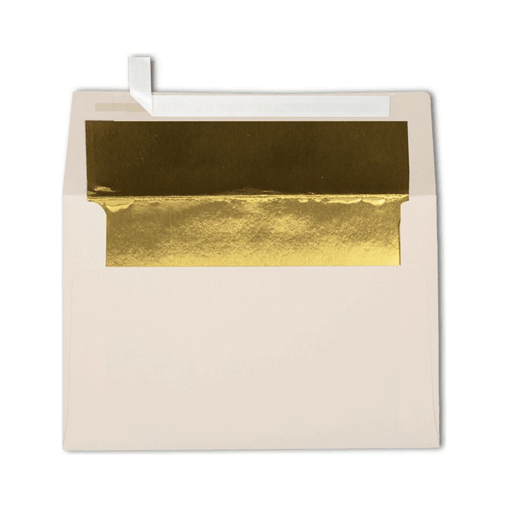 LUXPaper A4 Invitation Envelopes, 4 1/4 x 6 1/4, 70 lb. Natural with Gold Lining, 50 Pack