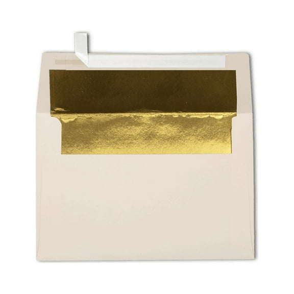 LUXPaper A4 Invitation Envelopes, 4 1/4 x 6 1/4, 70 lb. Natural with Gold Lining, 50 Pack